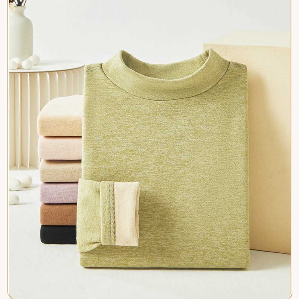 Womens Cashmere Silk Thermal Underwear Thermal Tops Warm Pants Thickened Solid color Half turtleneck Long Sleeve Winter Clothes T251018