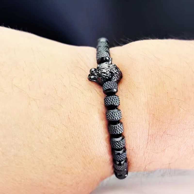 Luxury Stainless Steel Beads Wolf Charms Man Bracelets Woman Hand Jewelry Couple GiftL251018 H260129