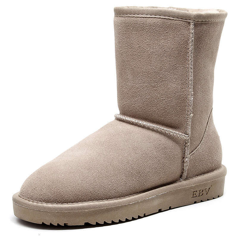 Full Size Snow Boots for Women, Mid-Calf, Cowhide, vomero Warm, Non-Slip, Fleece-Lined, Thickened, Loafers, Cotton Shoes, VersatileLoafers