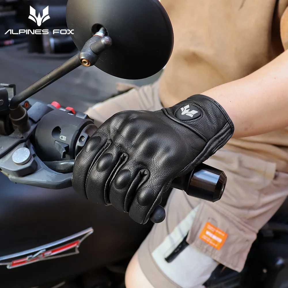 Retro Motorcycle Leather Gloves Vintage Men Women Protective Touchscreen Motorbike Motocross Cycling Perforated Motorcycle Gloves Z250804