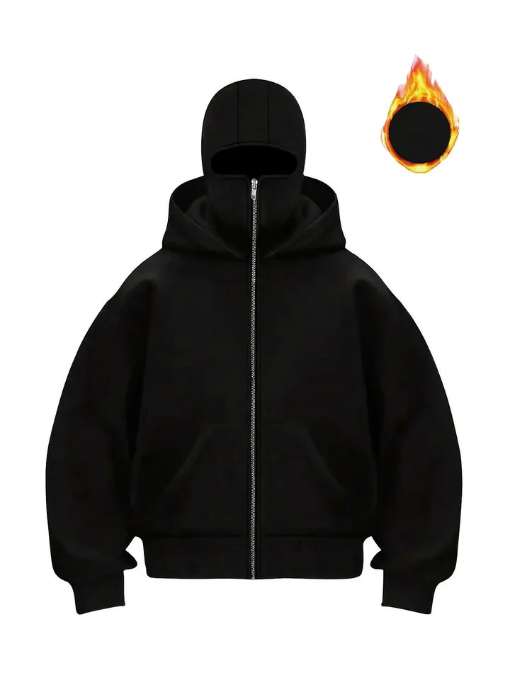 Mens Balaclava Zip Hoodie Winter Warm Casual Sweatshirt with Hooded Face Mask Zipper Sports Jacket Outdoor Activities 251010CJ