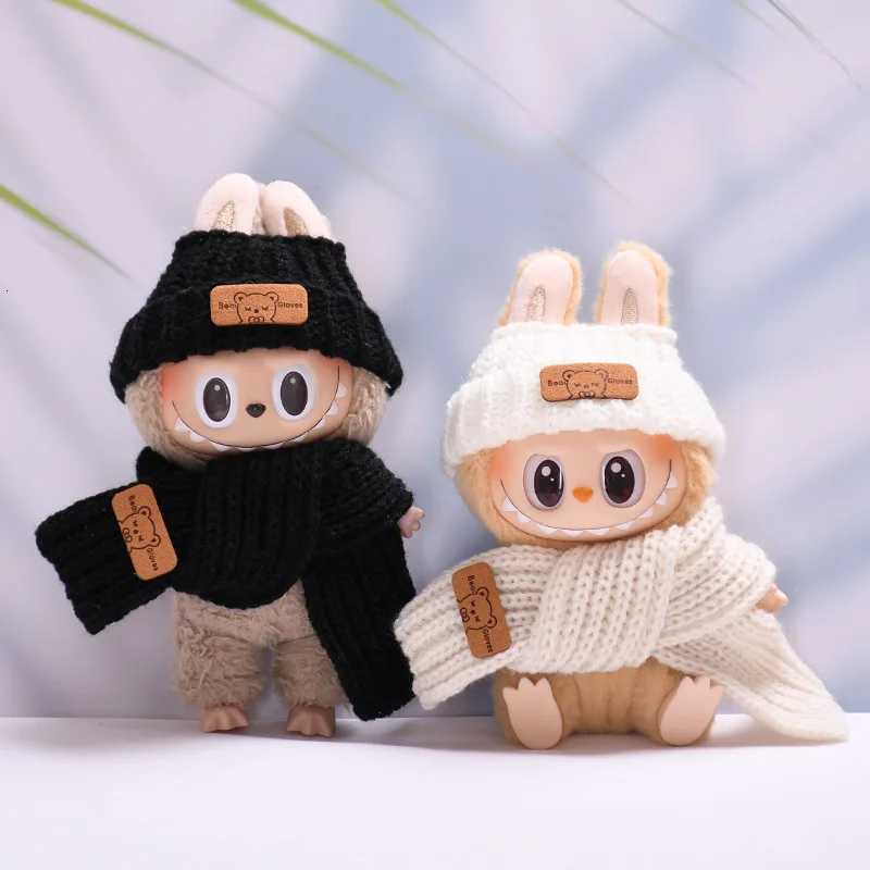 LABUBU 17cm Knitted hats and scarves made of yarn Outfit Accessories For Korea Kpop Exo Labubu Idol V1 V2 cartoon bear hat buttoT251018