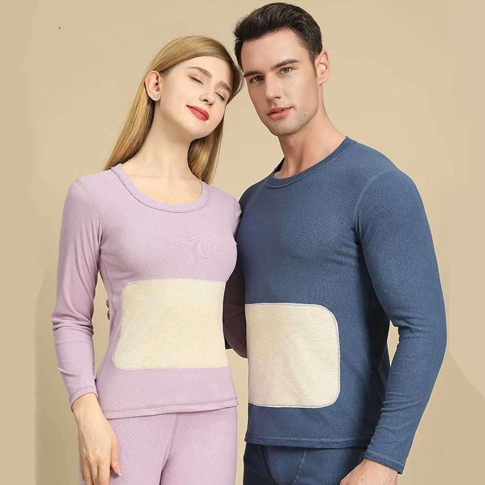 Winter Women Thermal Underwear Wool And Silk Patch Thick Double Layer Lingerie Long Sleeve Shirt Thermal Top Pants Two Piece Set T251018