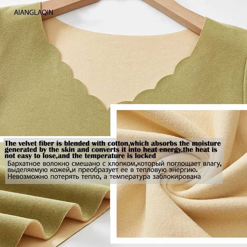 New Winter Womens Thermal Underwear Set Warm Pajamas Suit Plus Velvet Thermo Lingerie Crop Top Long Johns Thermal Clothes Woman T251018