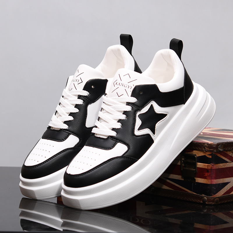 Designer shoes Autumn new leather thick soled casual shoes, height increasing and breathable sports board shoes for women and men size 35-44