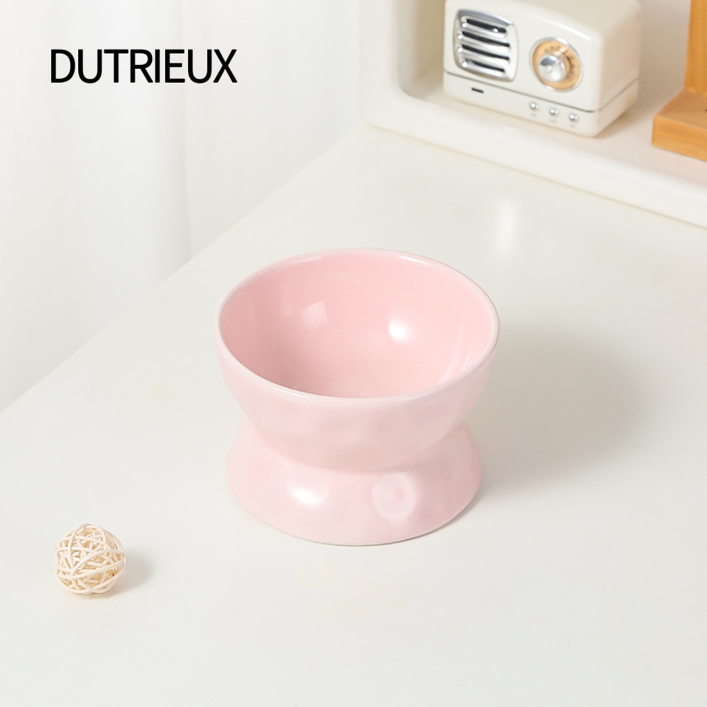 K3253 Slanted ceramic pet bowl, high-legged cat and dog bowl with neck protection, anti-knockover food bowl