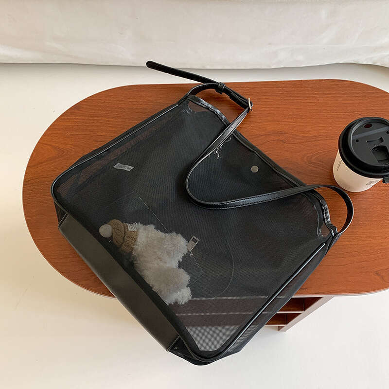 New Mesh Commuter Tote High-End Large Capacity Korean Style Trendy Fashion Summer Versatile Shoulder Bag B5