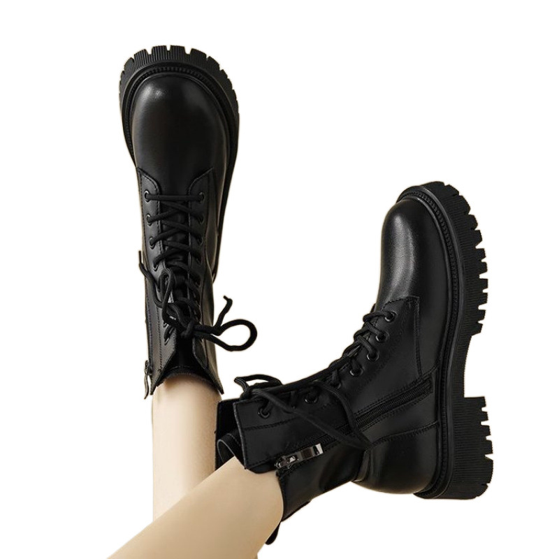 Free shipping designer Boots Martin boots women 2025 spring autumn new versatile thick soled midsole with skirt short boots