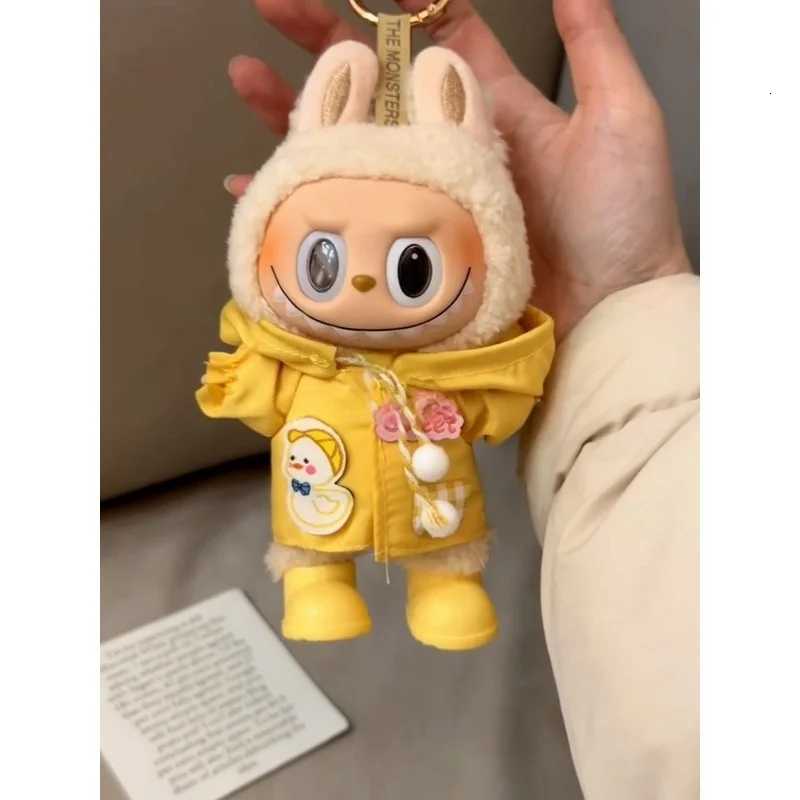 Suitable For 17cm Labubu Yellow Raincoat Leather Jacket Leather Clothing Doll Clothing Outdoor Sports Styles Doll ReplacementsT251018