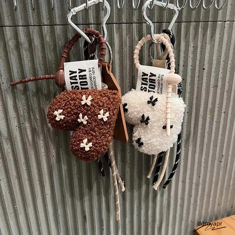 Cartoon Plush Bow Love Keychains For Women Y2k ddmyApr Bag Pendant Couple Car Key Chains Jewelry Gift Decoration Accessories 250430