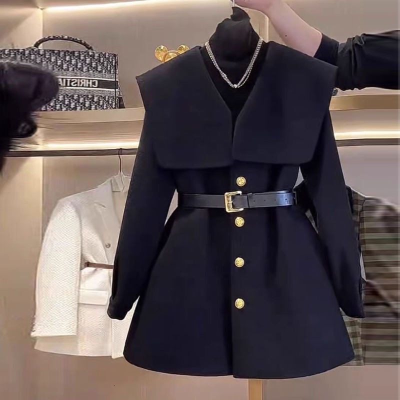2025 design autumn and winter new high-end wool coat designer women's quilted fashionable casual wool coat waist tie elegant sports jacket