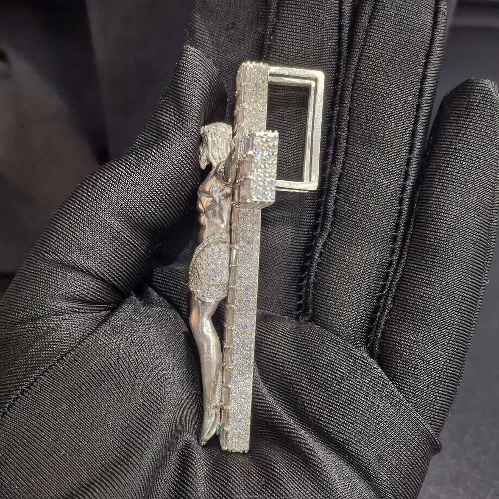 Christmas Gift Iced Out Hip Hop Chain S925 Silver 18k Gold Plated Moissanite Jesus Cross Pendant