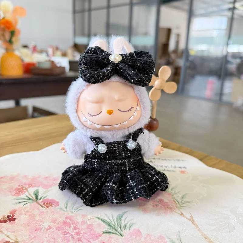 For Labubu 17 Cm Doll Dress Set Accessories Fashion Designer Black And White Plaid Dress Set Diy Mini Doll Dress Girl GiftT251018