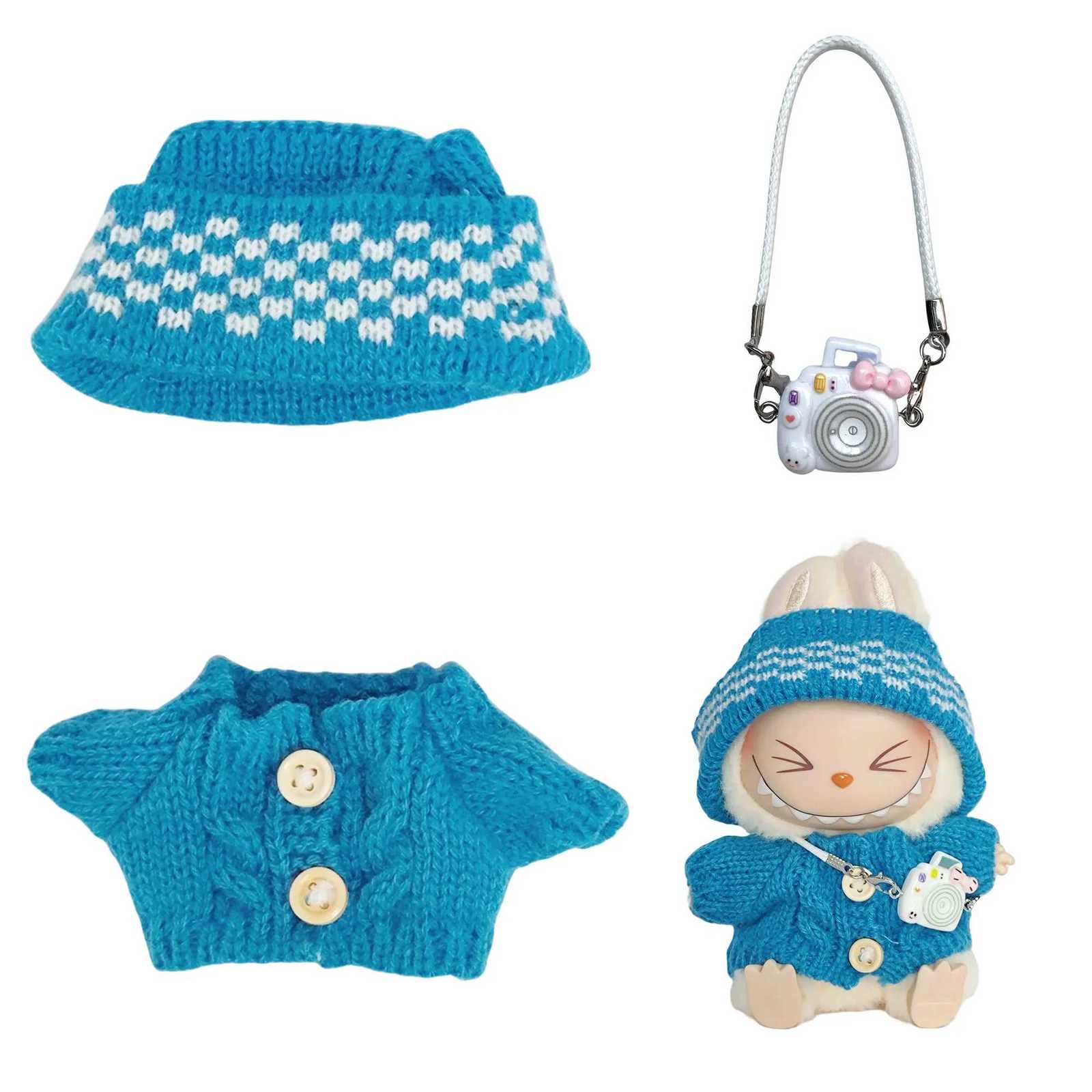 Labubu I II Dolls Cute Clothing 4 Colors Mesh Sweater and Hat Set Accessories Clothing Plush Doll ClothingT251018