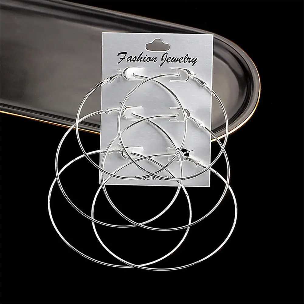 3 6Pairsset Oversi Huge Hoop Earring For Wen Exaggerated Sexy Smooth Big Circle Earing Creole Aros Mujer Oreja Party Gift X251018