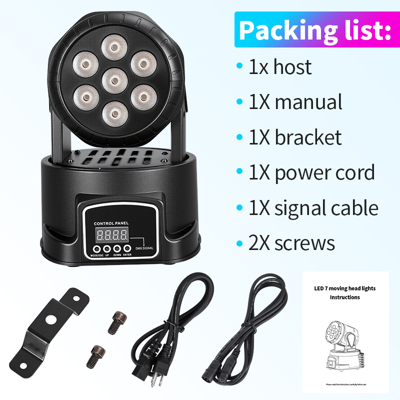 UPS DHL 7 LED lamp beads 54W lamps swaying stage lights Alloy frame with high-temperature resistant plastic Stage party lights