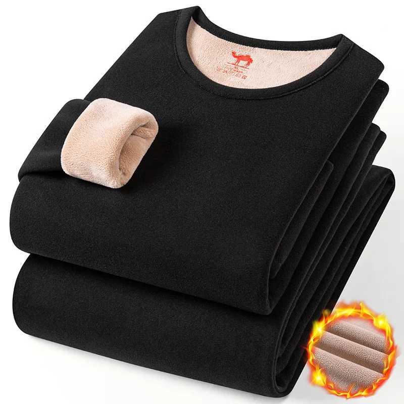 FW24 Upgraded Women super thicken Camels wool thermal underwear sets O neck fleeced wool thicken cold long John for winter wear T251018