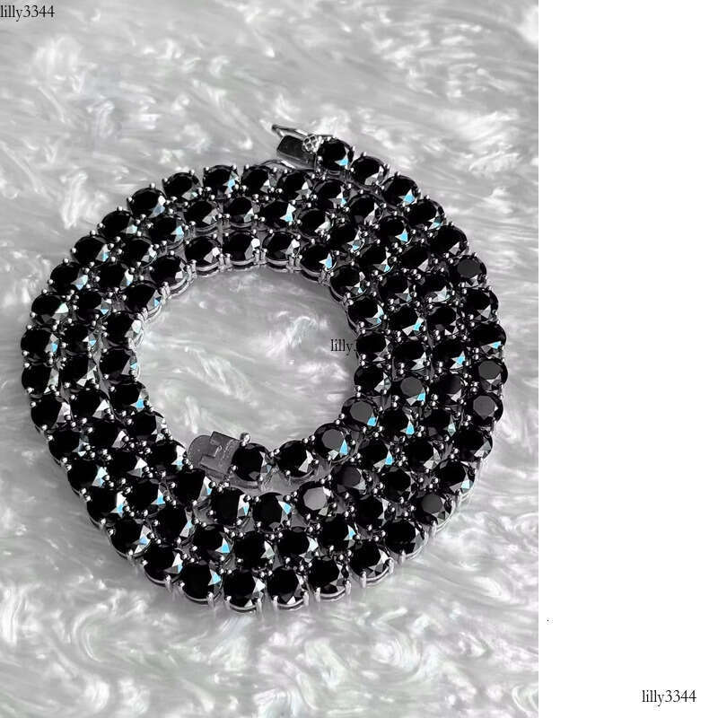 3-8mm VVS1 Black Moissanite Dia Sterling Sier Tennis Necklaces Bracelets Iced Chain Stylish Hip Hop Jewelry for Men
