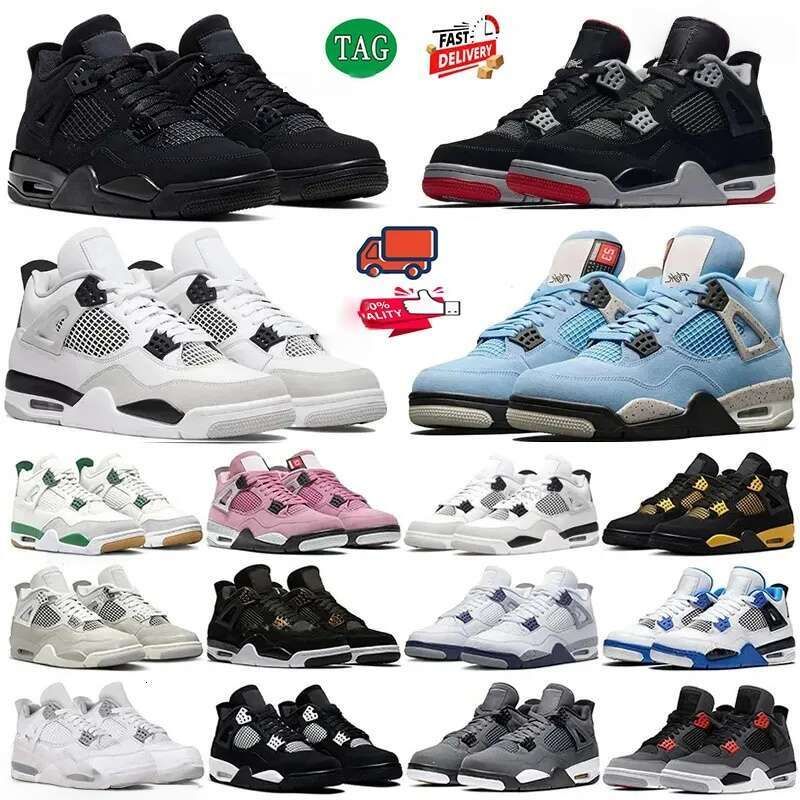 Jump Mans 4 Basketball Shoes For Men Women 4S Military Black Cat Pine Green Seafoam White Oreo Red Thunder Cement Unc Medium Olive Sail Mens Trainers Outdoors