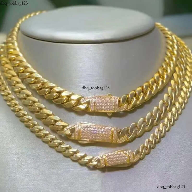 Hip Hop Link Sterling Sier 12mm Necklace Men Moissanite Cuban Chain