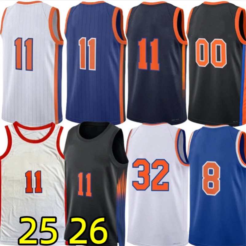 25 26 New Yorks Knick Jalen Brunson Basketball Jerseys Karl Anthony Towns Mikal Bridges OG Anunoby Josh Hart Miles McBride Clarkson Robinson Custom City Jersey Men