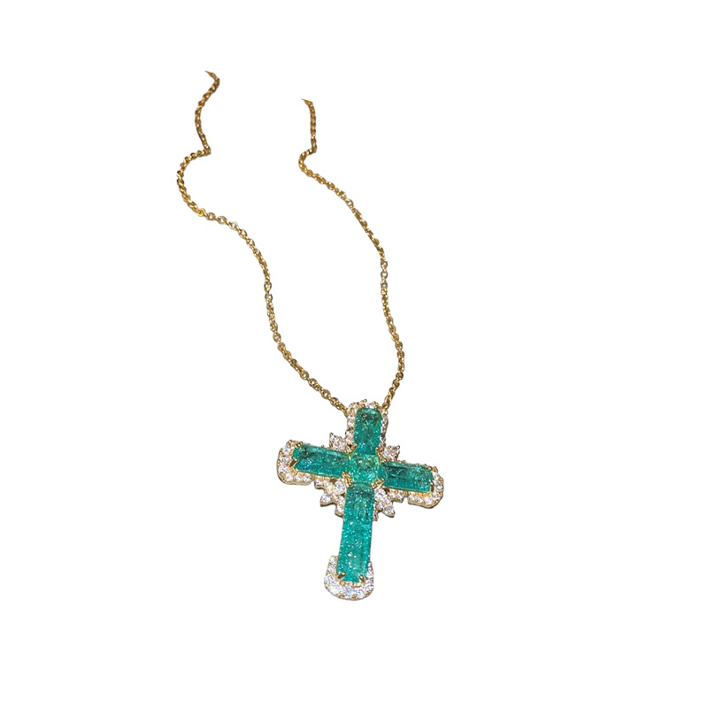 New Green Pendant Necklace Personality Temperament Collarbone Niche Fashion Design Sweater Chain Jewelry - view 7