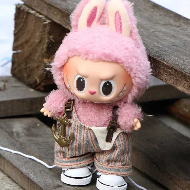 For 17CM Labubu cute top sweater baby clothes outfit doll strawberry sweater autumn winter for labubu clothT251018