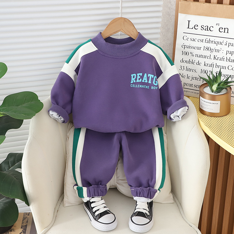 Baby Spring Set Letter Contrast Hoodie Fashionable Children's Clothing Spring and Autumn Children's Clothing 2025 New Style for Boys