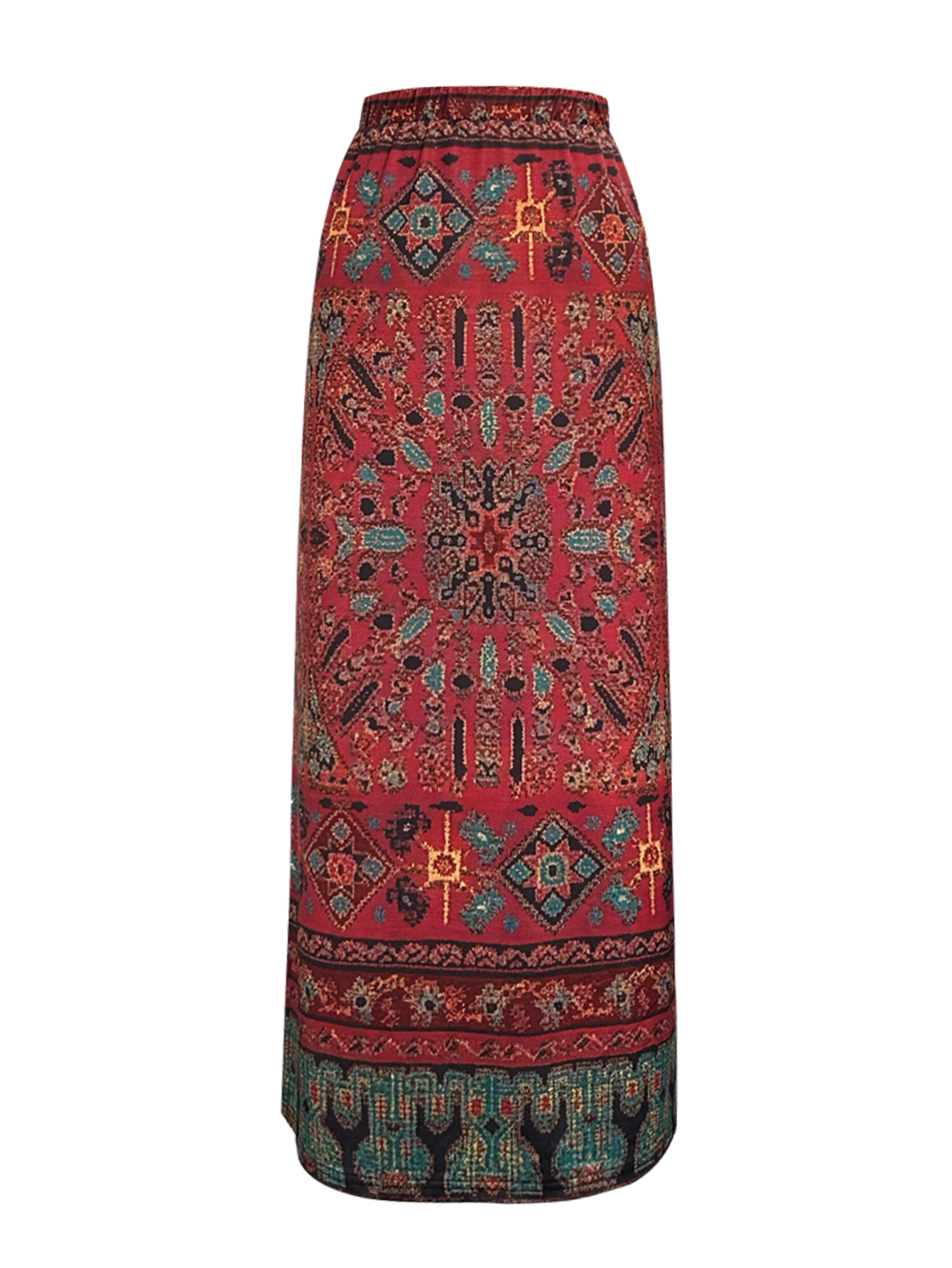Ethnic Inspired Womens Plus Size Mid-Length Skirt Spring/Summer Collection in Warm Brick Red-CF41633