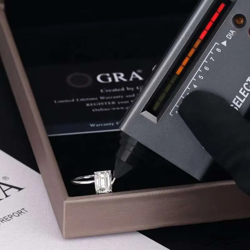 10K Vvs2 - D White Gold Emerald Cut Moissanite ddmyApr Engagement Solitaire Dia Wedding For Women Bridal Ring