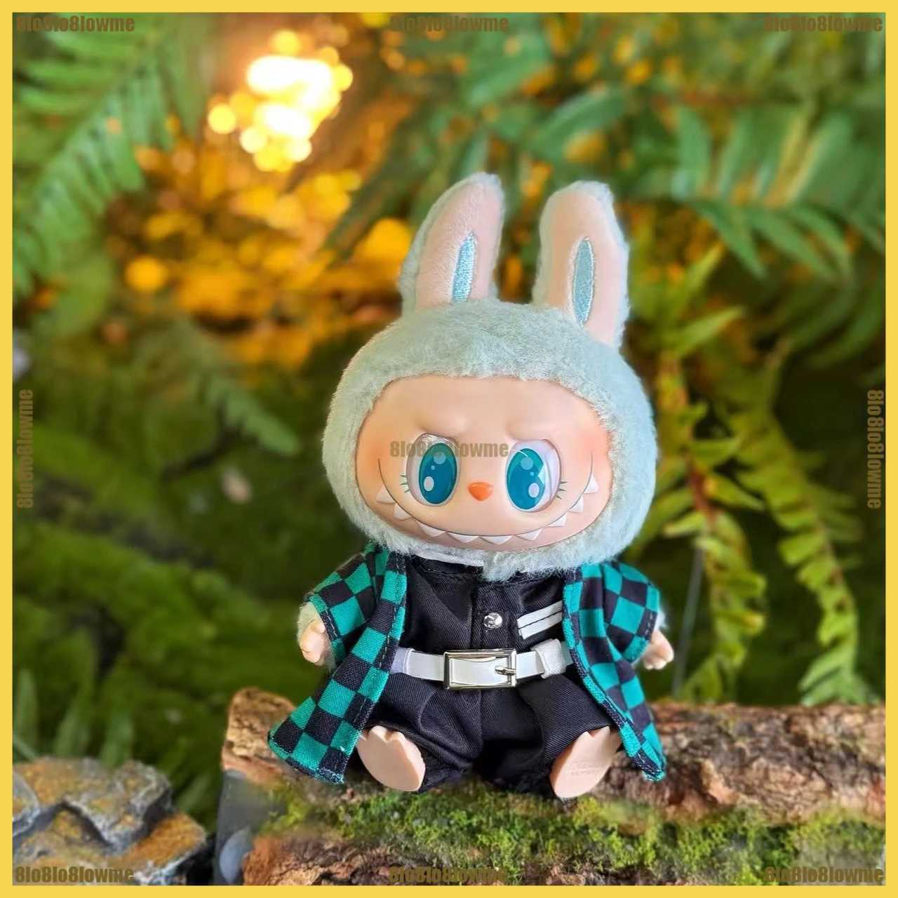 Ghost Slayer Labubu Clothes Cartoon Inosuke Zenitsu Tanjirou Set with Sun Wheel Knife Mini Plush Doll Clothing AccessoriesT251018