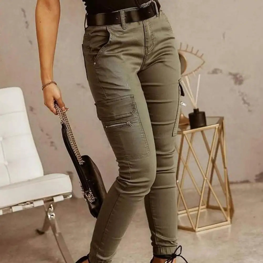 Women Pants Low Waist Soft Slim Solid Color Ankle Tied Cargo for Dating 251017