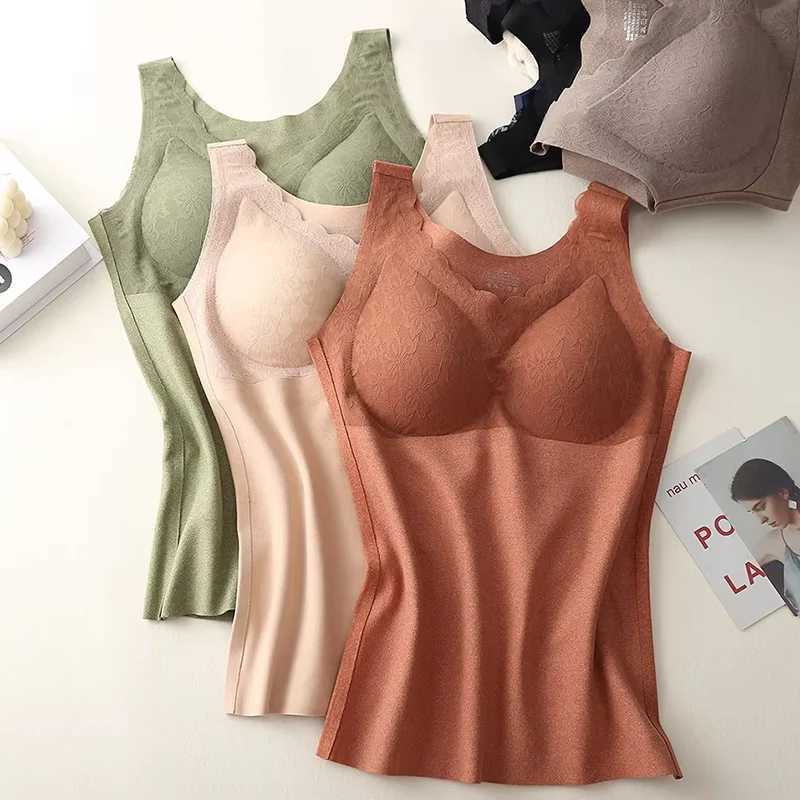 New Heating Velvet Warm Flower Vest Latex Cup Underwear Women Bottoming Wear Slim Waistcoat For Fall Winter T251018