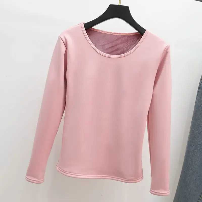2024 Plus Velvet Tops Padded Round Neck Tshirt Women Winter New Thermal Underwear Constant Temperature Bottoming Shirt T251018