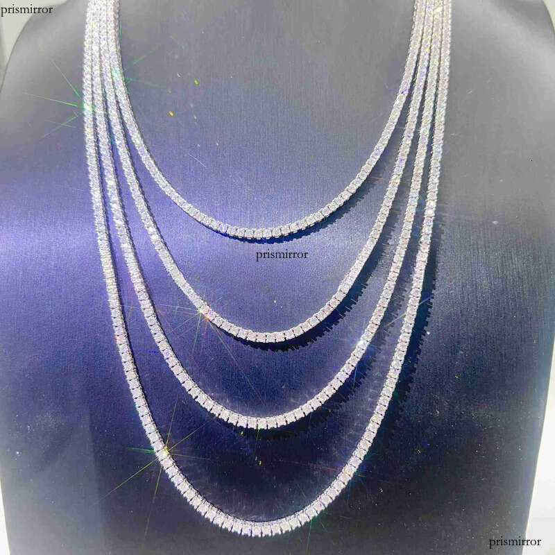 Pass Dia Tester Gra Certified Vvs Moissanite Necklace S Sterling Sier 2mm Tennis Chain