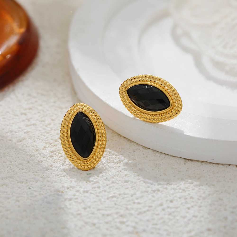 Geometric Crystal Womens Earrings Waterproof Low Allergy 18k Gold Plated Stainless Steel Elegant Geometric Womens Earrin Y251018