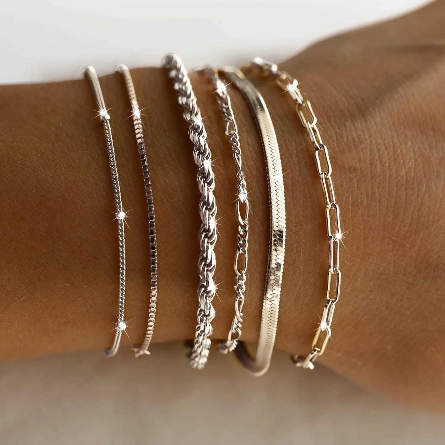Gift Set Silver Bracelets for Women Trendy Sterling Silver Jewelry Set for Women Bracelets for Women Gold Jewelry setXJ251018