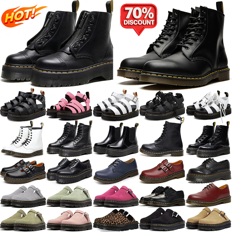 free shipping Designer Chunky Heel boots durable sandals for men women booties nubuck mules slides black white leather boot mens outdoor shoes