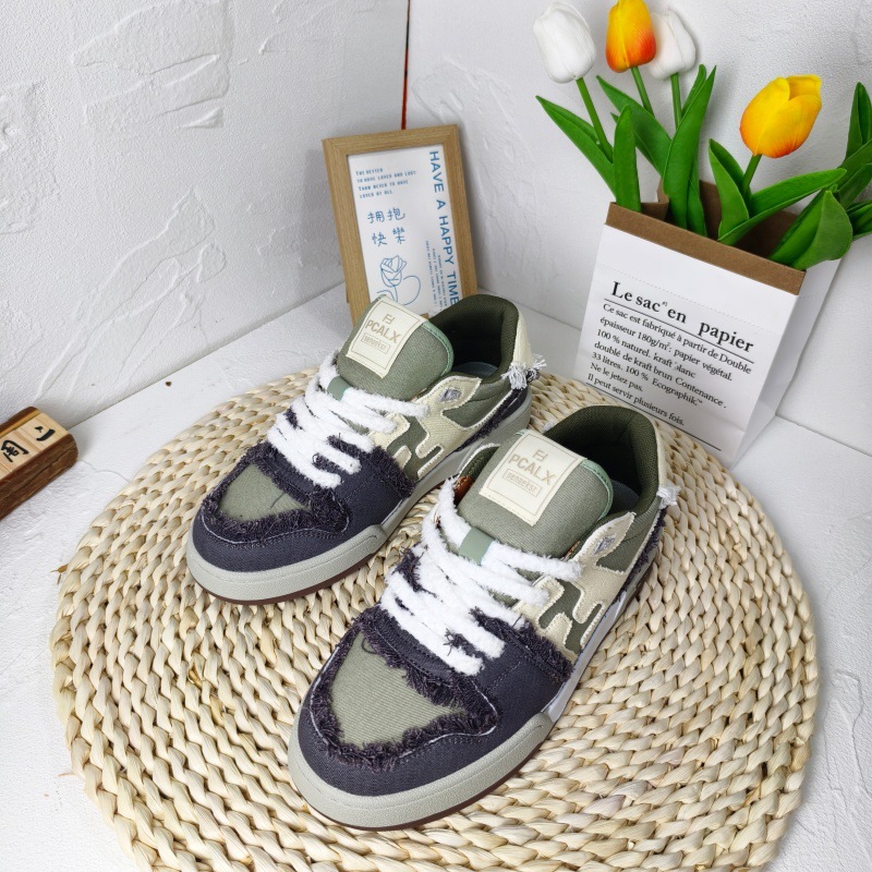 Designer shoes 2025 new leather color blocked casual board shoes for couples fashionable and versatile sports shoes size 36-44