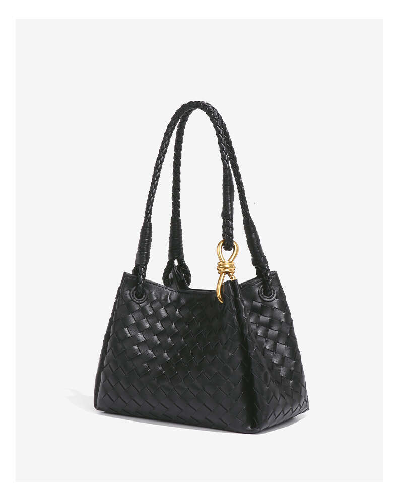 British Style Light Luxury Versatile Handwoven Single Shoulder Crossbody Bucket Commuter Handbag Basket Parachute Bag