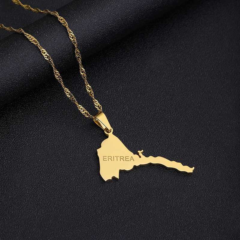 Fashion Eritrea Map Pendant Stainless Steel Necklaces Women Men Gold Color Birthday Party Jewelry African Necklace EthiopiaXJ251018