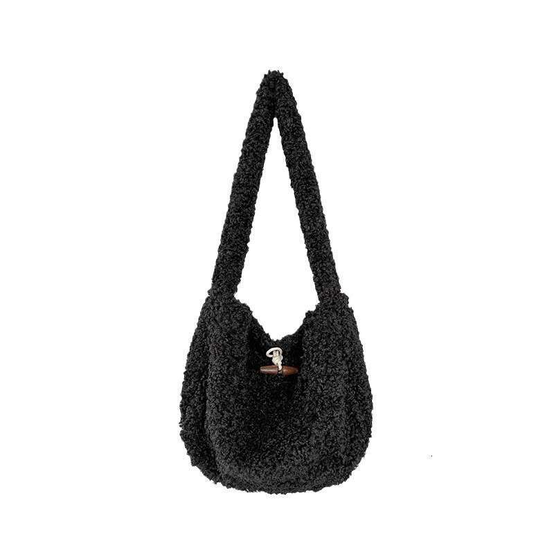 Winter Plush Korean Version New Versatile Soft Large Capacity Niche Design Lamb Wool Shoulder Bag For Women B5