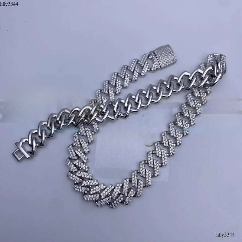 Fine Jewelry Moissanite Vvs1 d Color Cuban Link Chain Real Necklace Hip Hop Pass Dia Test Iced Out
