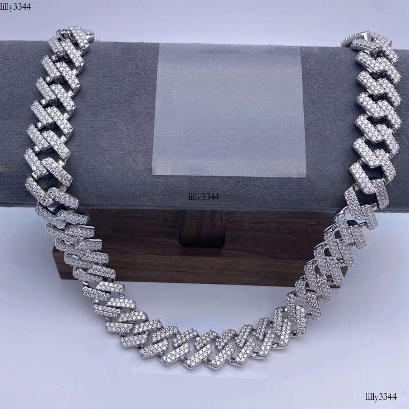 Fine Jewelry Moissanite Vvs1 d Color Cuban Link Chain Real Necklace Hip Hop Pass Dia Test Iced Out