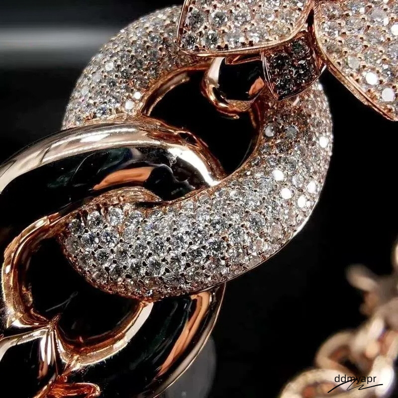 Moissanite Cuban ddmyApr Link Chain Necklace: Sterling Sier Cross, Infinity & Rose Gold Flower Pendants