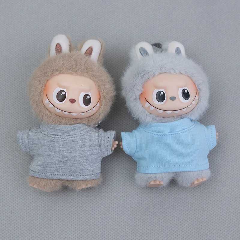 Mini Labubu Clothing Solid color Tshirt Tops For 10cm Labubu V4 The Monsters Pin for Love Series Doll Clothes Ropa LabubuT251018