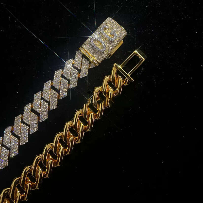 18mm Miami Necklace Sier Plated Gold Men Hip Hop Rock Cuban Link Chain Fashion Jewelry