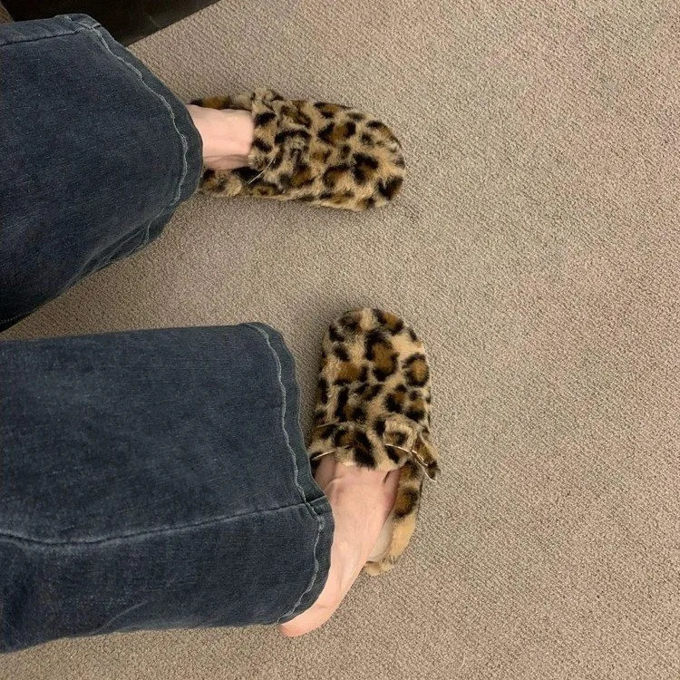 Fur Boston Clogs For Women Winter Fashion Cork Insole Warm Plush Slippers Shoes With Arch Support Cozy Home Furry Suede Mules 251013