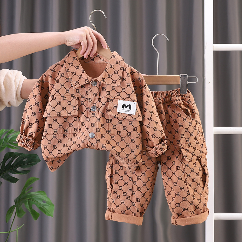 Free Shipping 2025 Korean Style Plaid Two-Piece Set, Trendy Boys Girls Spring Fall Outfits, Baby Casual Clothes 0-5 Years