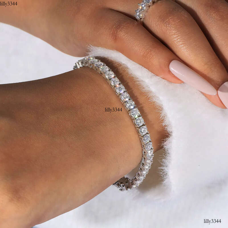 Tennis S Sterling Sier Women Men Jewelry White Gold Plated 5.29-13.5Ctw D VVS1 Round Cut Moissanite Bracelet